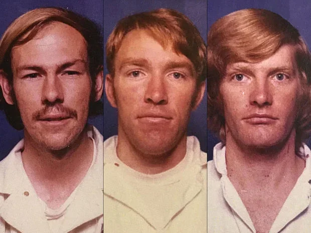 Historical custody photographs of the three kidnappers