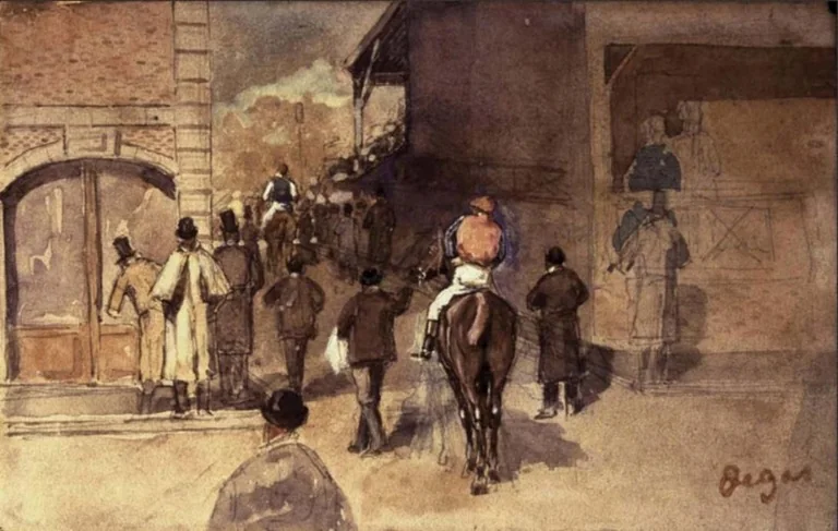 Leaving the Paddock — Edgar Degas