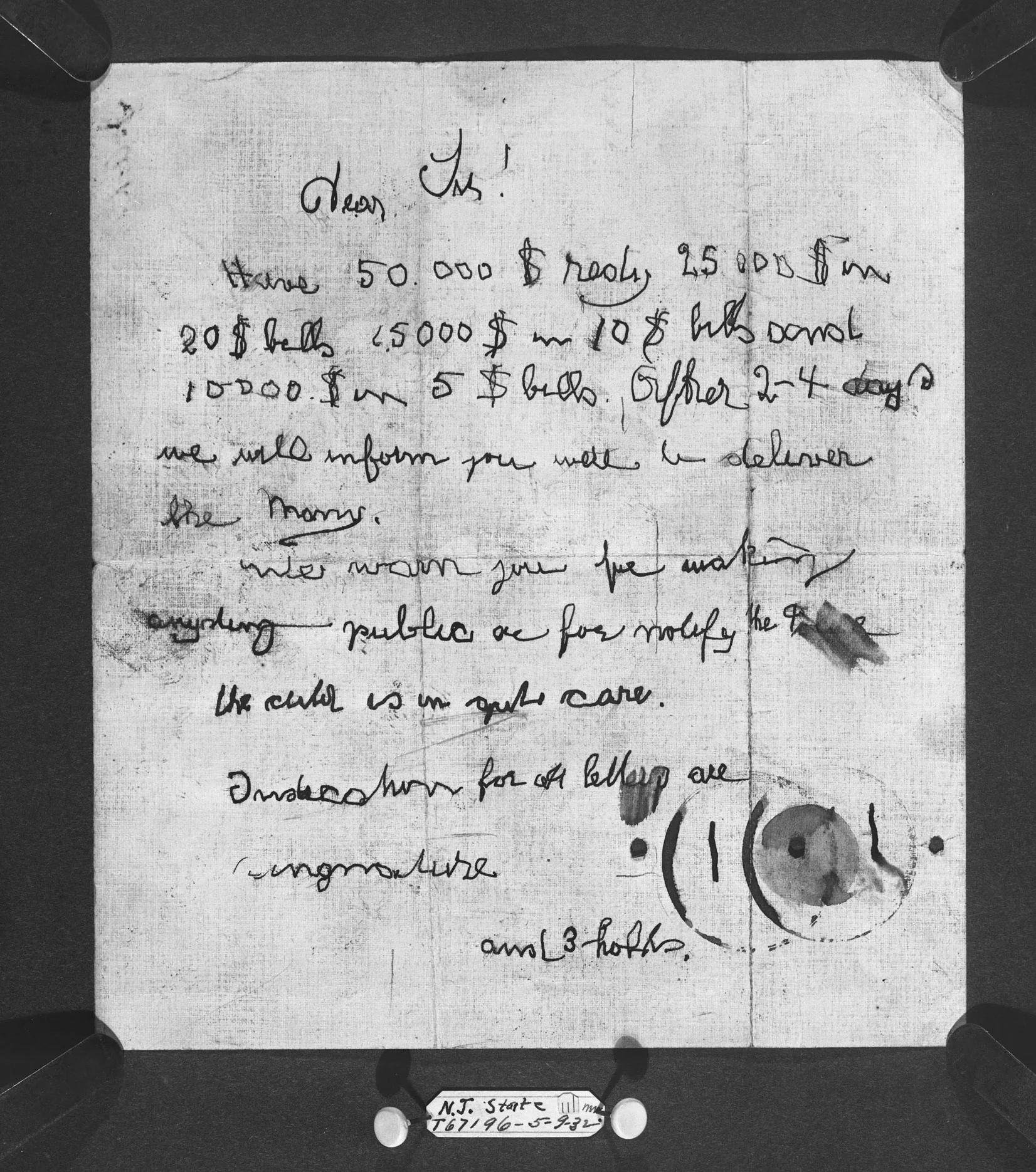 The first ransom note