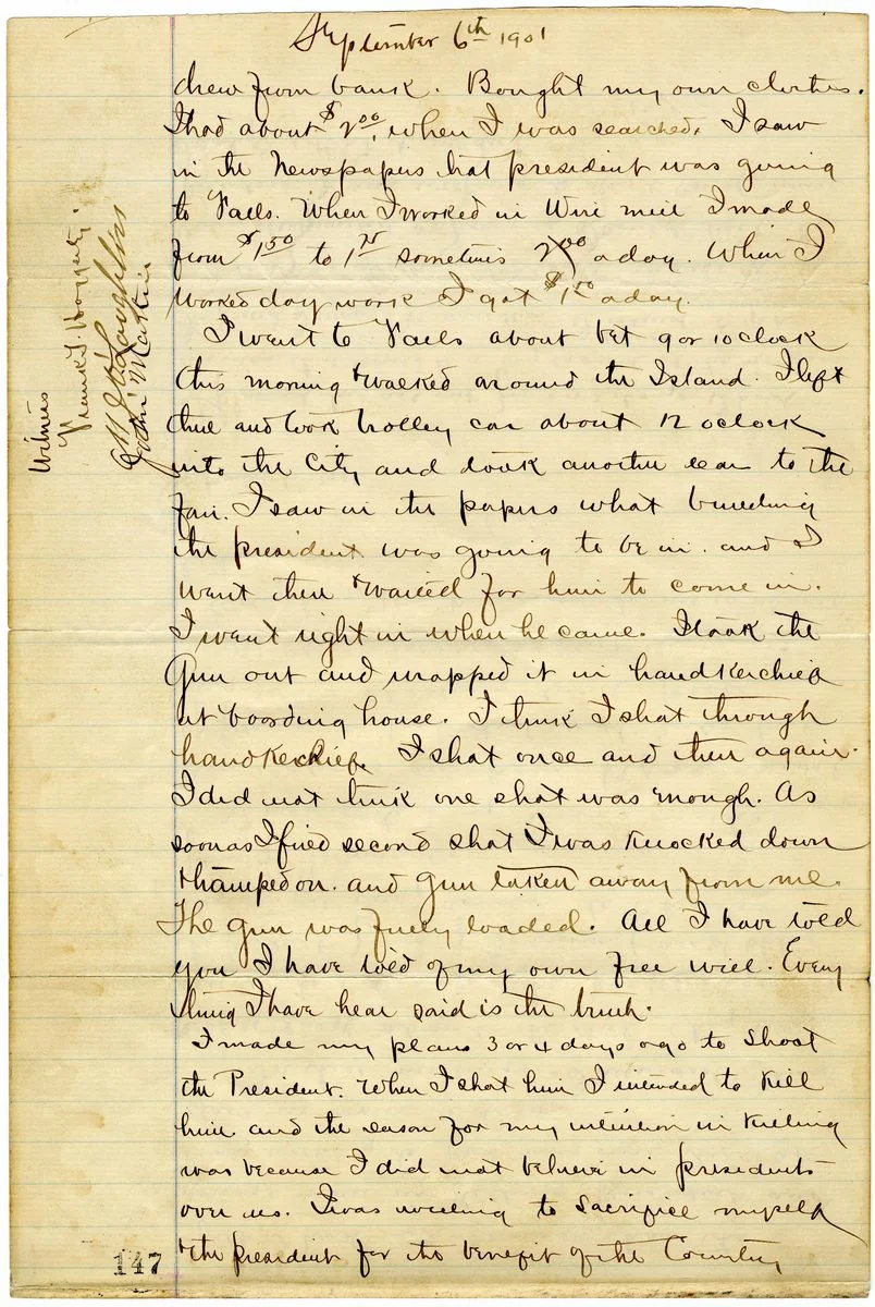 Leon Czolgosz's Incredibly Rare Confession to the Assassination of President William McKinley