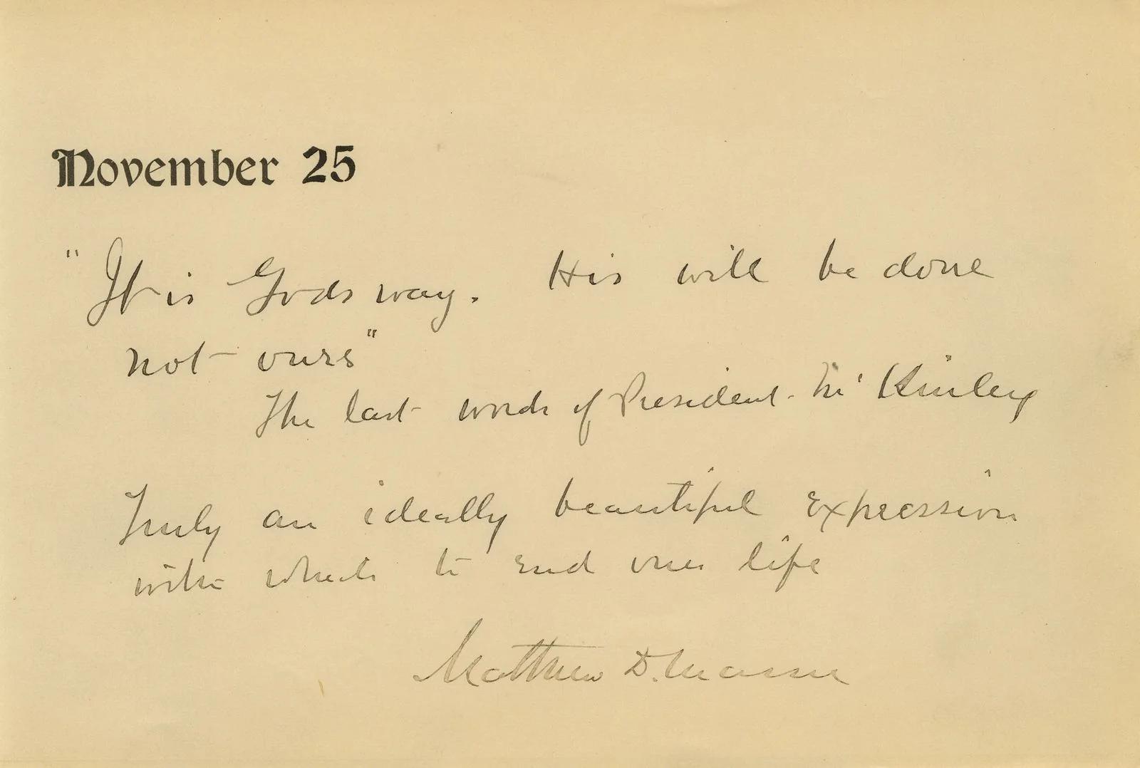 Physician of Assassinated President William McKinley Quotes McKinley's Last Words