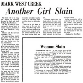 Mark West Creek: another girl slain