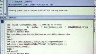 Screenshot of the ILOVEYOU email message